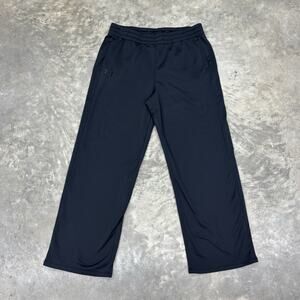 Under Armour Womens Large Tall Black Sweatpants Stretchy Waistband Wide Leg